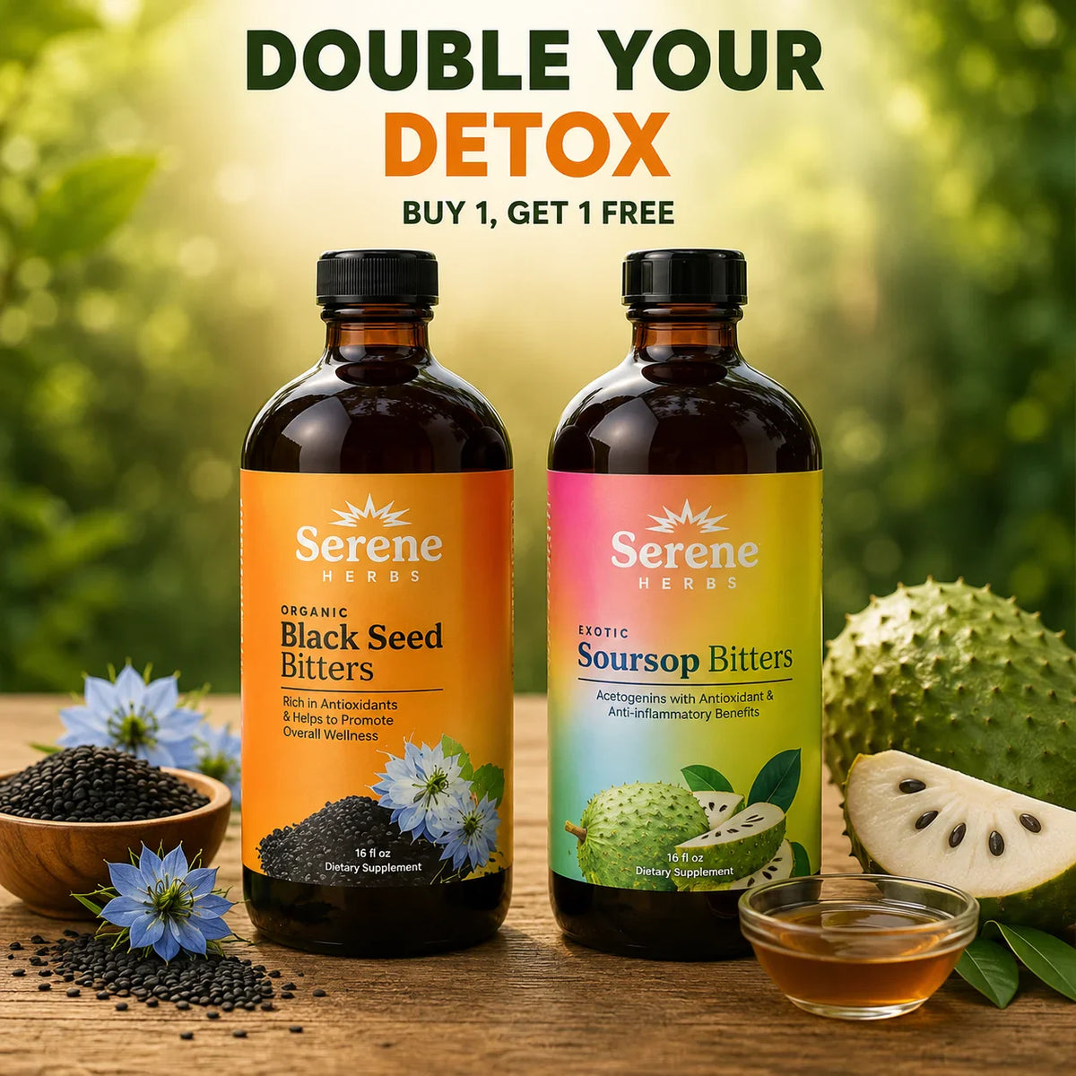 Serene Herbs Soursop Bitters & Black Seed Bundle | Digestive Support - image 1